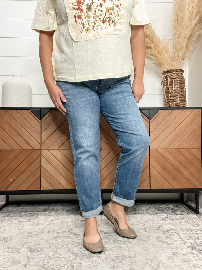 Judy Blue "Spunky" Classic Boyfriend Cuffed Jeans