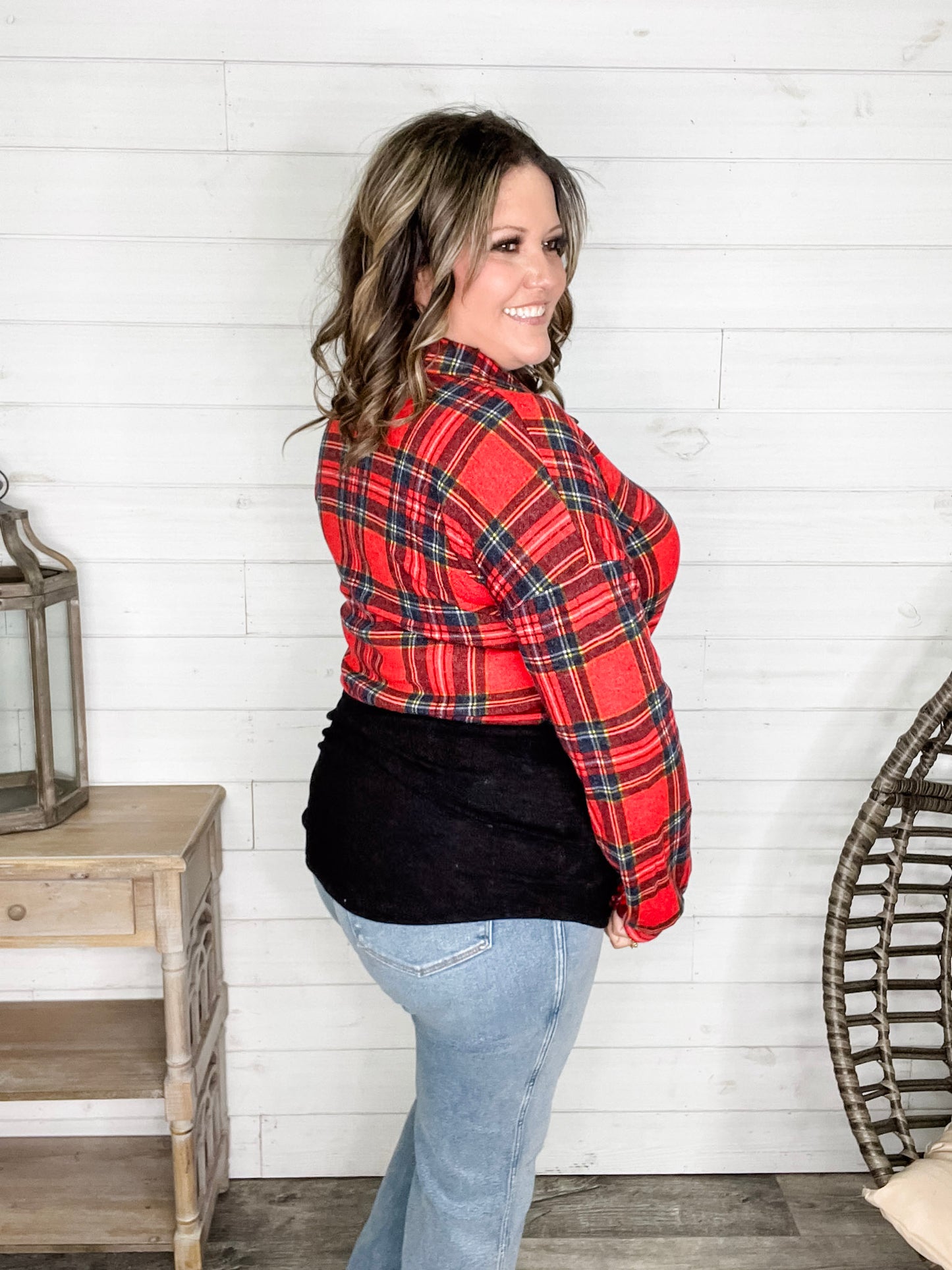 "Sawyer" Long Sleeve Button Up Plaid Colorblock