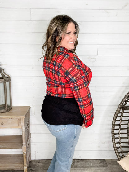 "Sawyer" Long Sleeve Button Up Plaid Colorblock