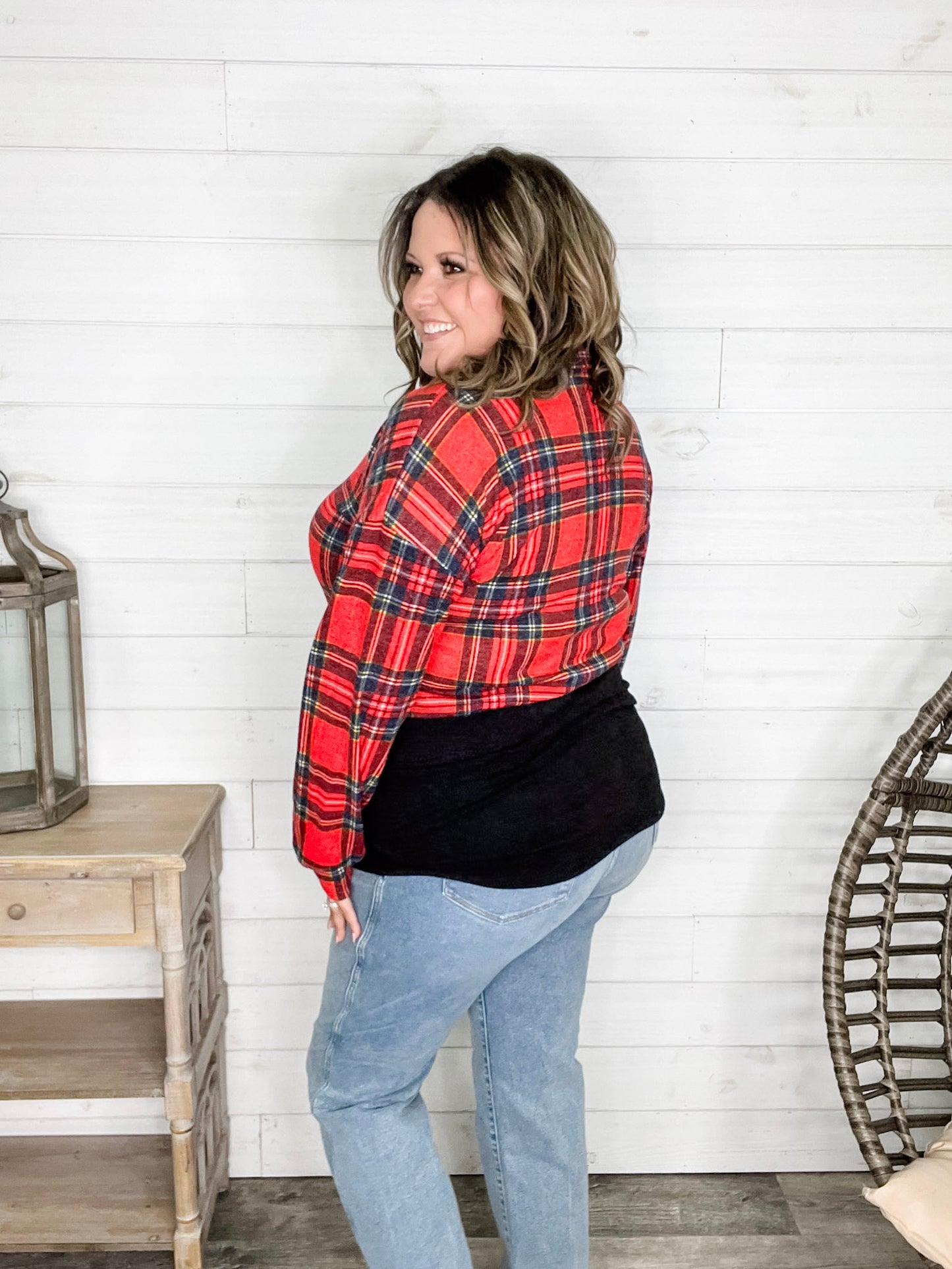 "Sawyer" Long Sleeve Button Up Plaid Colorblock