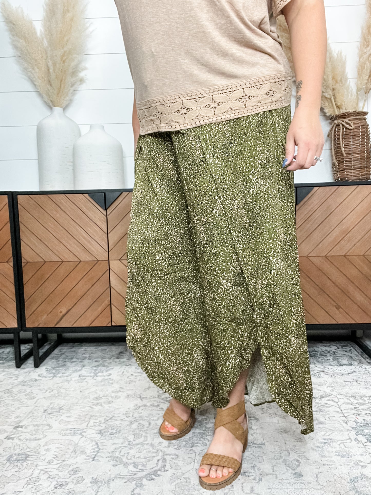 "Topeka" Casual Wide Leg Side Slit  Pants