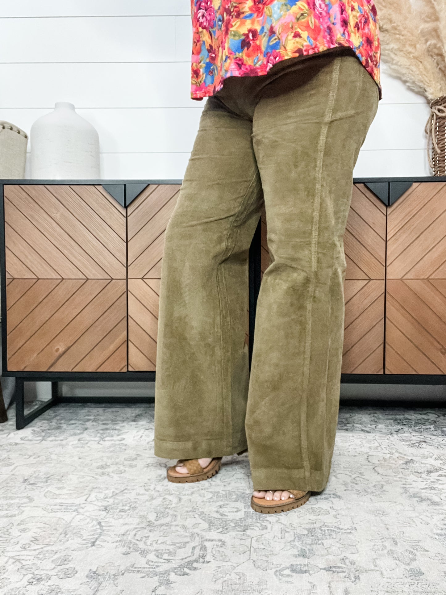 Judy Blue Olive Corduroy Wide Leg Jeans