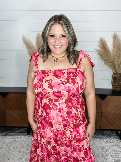 "Cabana" Smocked Floral  Ruffle Tiered Maxi Dress