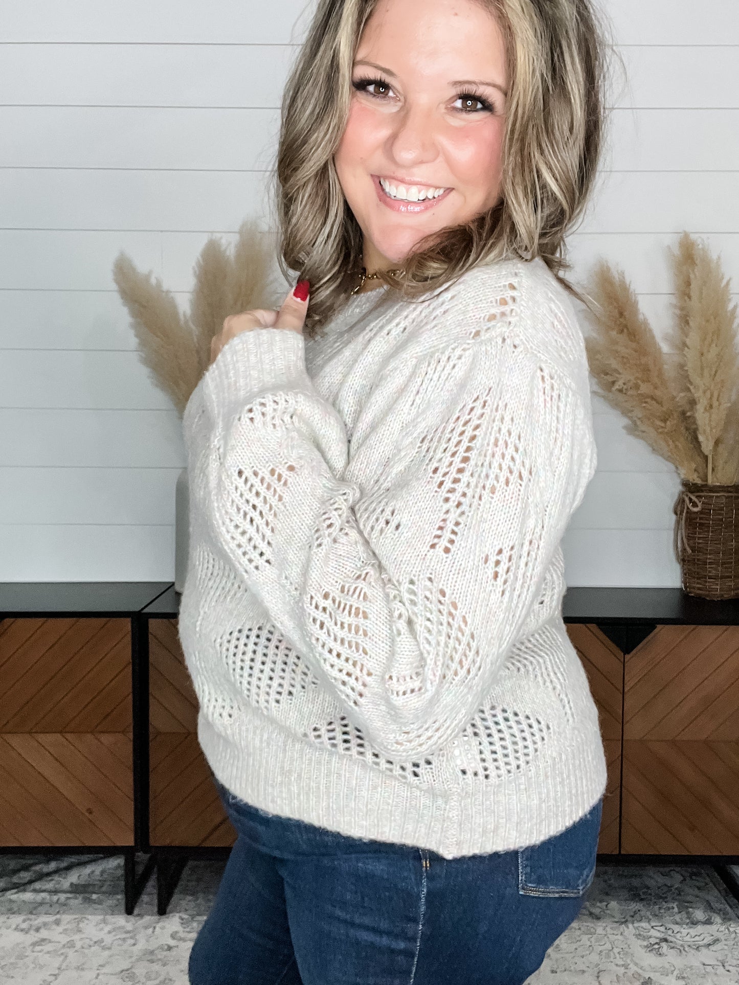 "Hop Along" Wide Weft Long Sleeve Sweater
