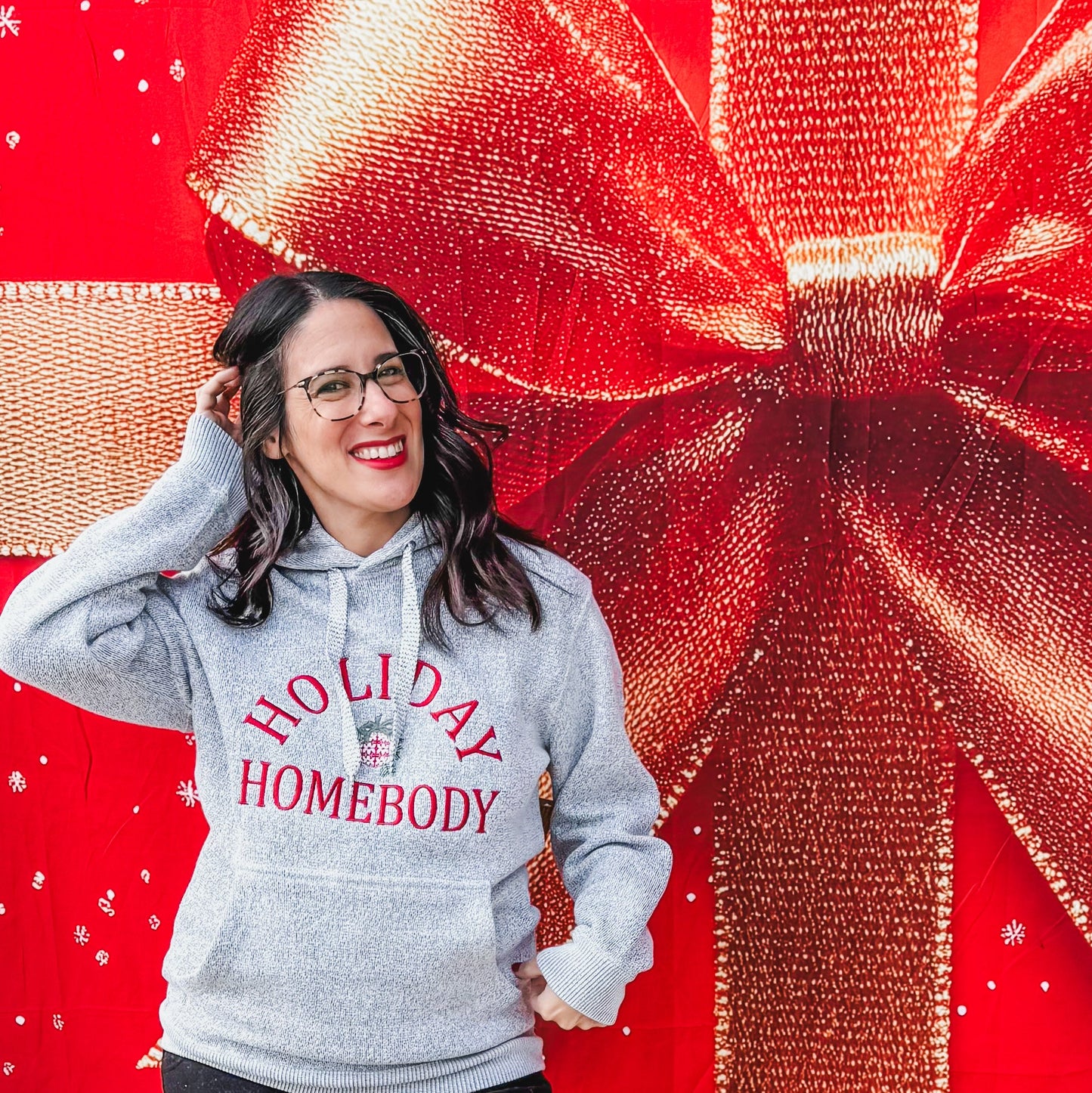 Holiday homebody embroidered knit fleece