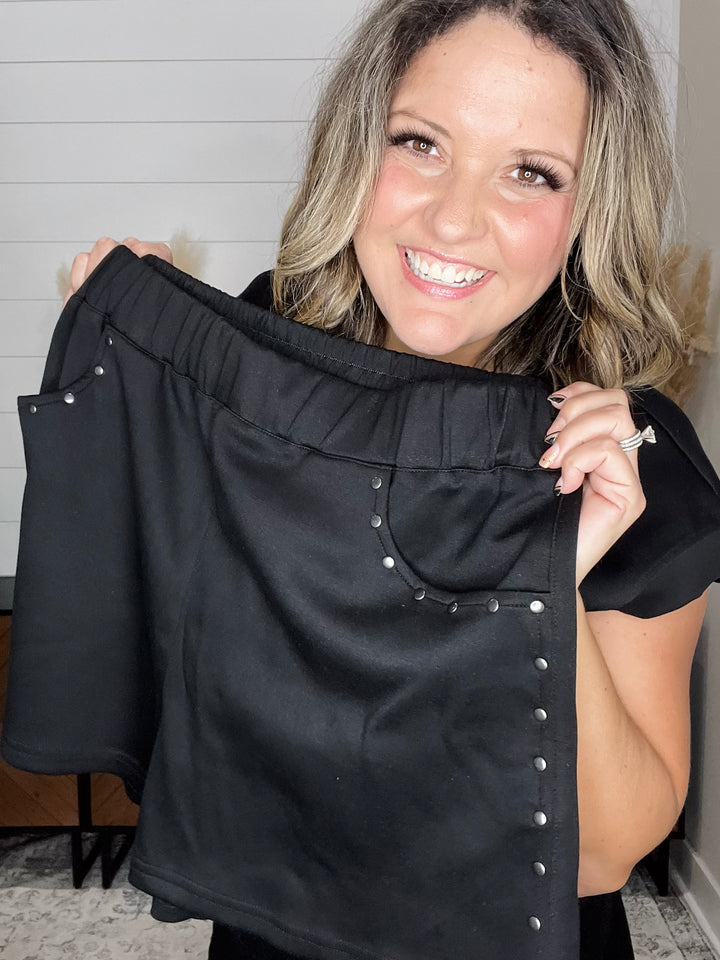 "Arlo" Elastic Waist Shorts with Stud Detail