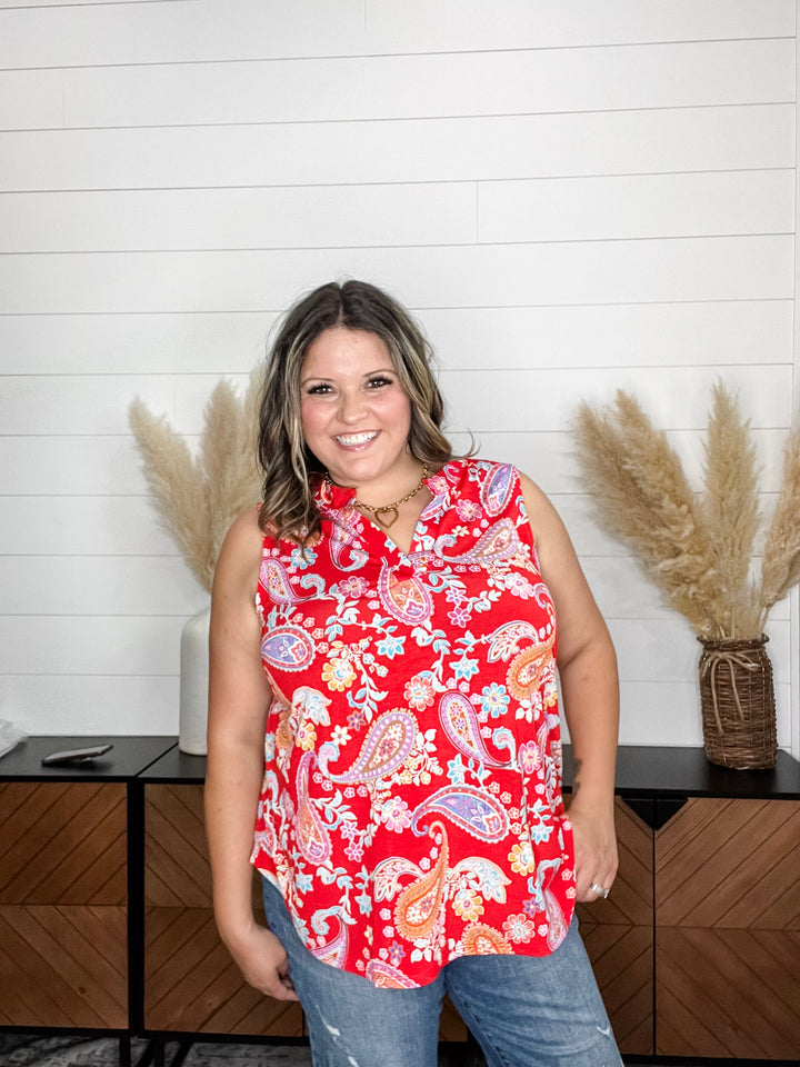 "Deon" Sleeveless Split Neck