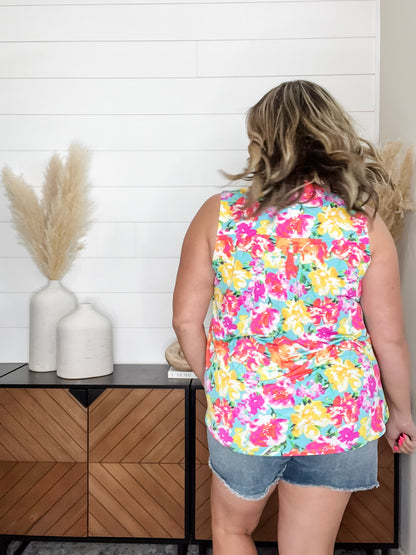 "Abilene" Sleeveless Split Neck