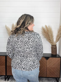 "Dixie" Animal Print Long Sleeve with Criss Cross Design (Grey)
