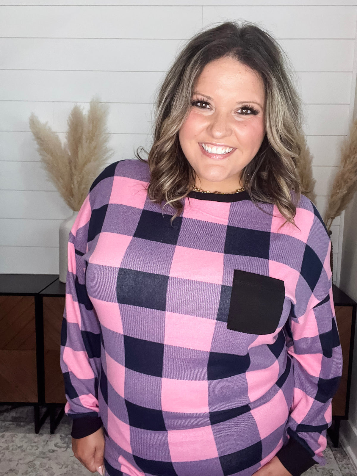 "Comfy" Plaid Lounge Set with Pockets