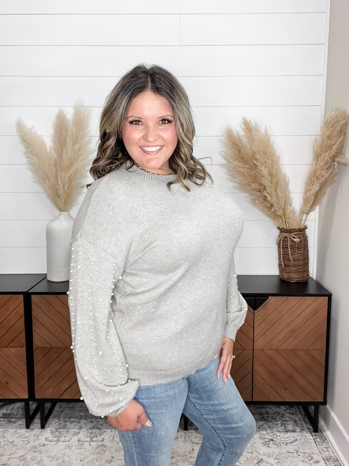 "Haze" Pearl Embellished Long Sleeve