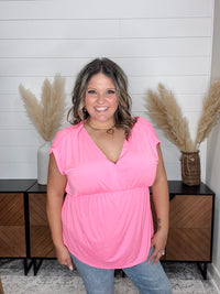Dear Scarlett "It Counts" Solid Sleeveless Dreamer (Neon Pink)