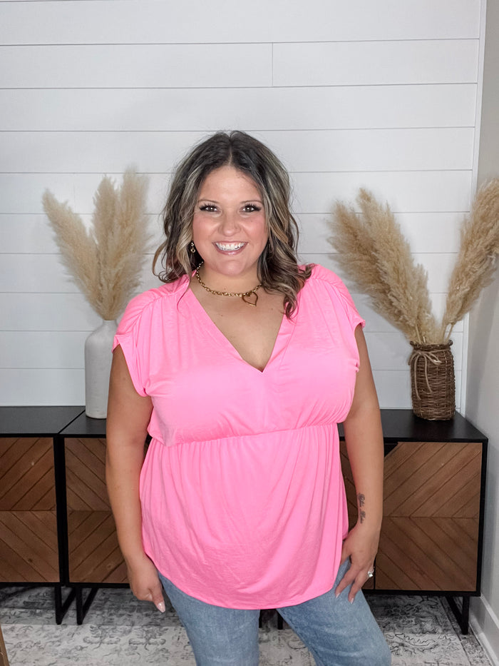 Dear Scarlett "It Counts" Solid Sleeveless Dreamer (Neon Pink)