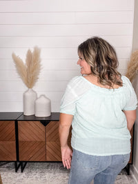 "Lansing" Short Sleeve Peasant Top