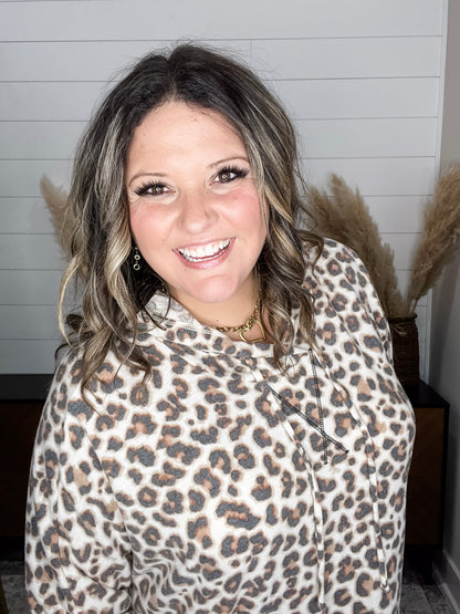 "Leapin" Animal Print Hoodie with Side Slits