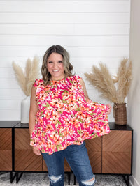"Esme" Floral Ruffle Cap Sleeve Tiered Top