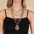 4 Layer Faux Hide Necklace (Turquoise)-Lola Monroe Boutique