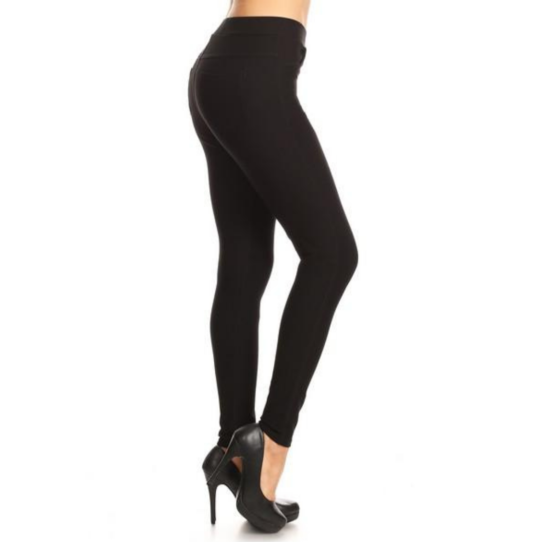 4 Pocket Ponte Pants (Black)-Lola Monroe Boutique