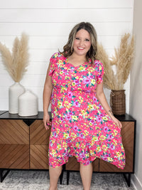 Floral Short Sleeve Tiered Dress