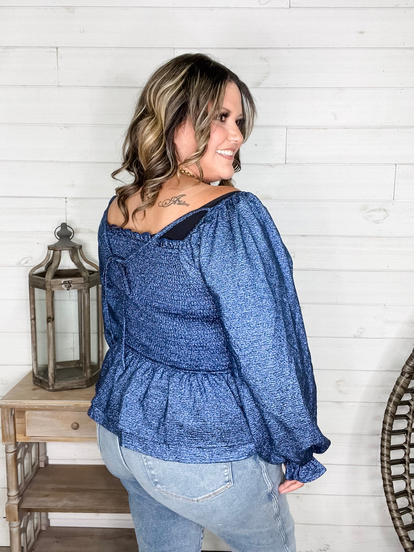 "Swiftly" Sparkle Peplum Top