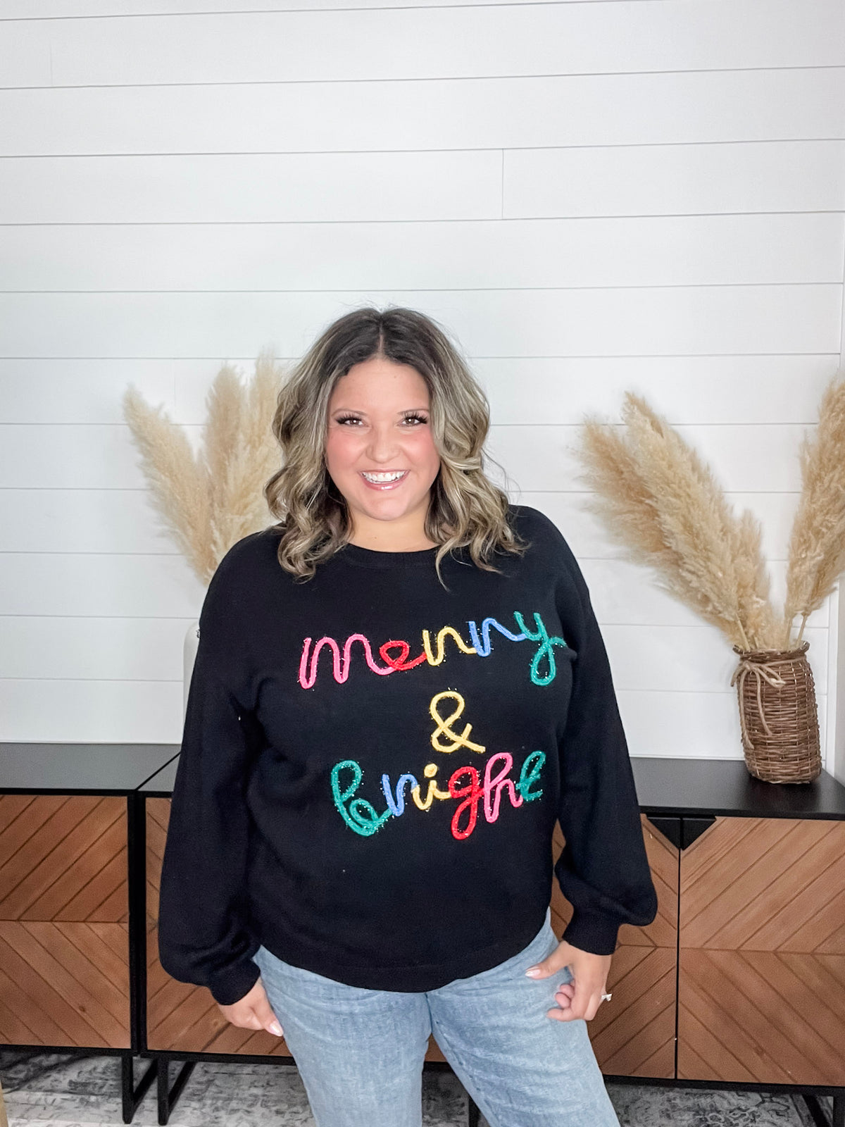 "Merry & Bright" Long Sleeve Sweater