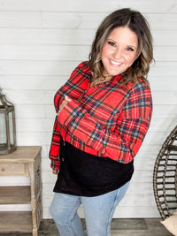 "Sawyer" Long Sleeve Button Up Plaid Colorblock