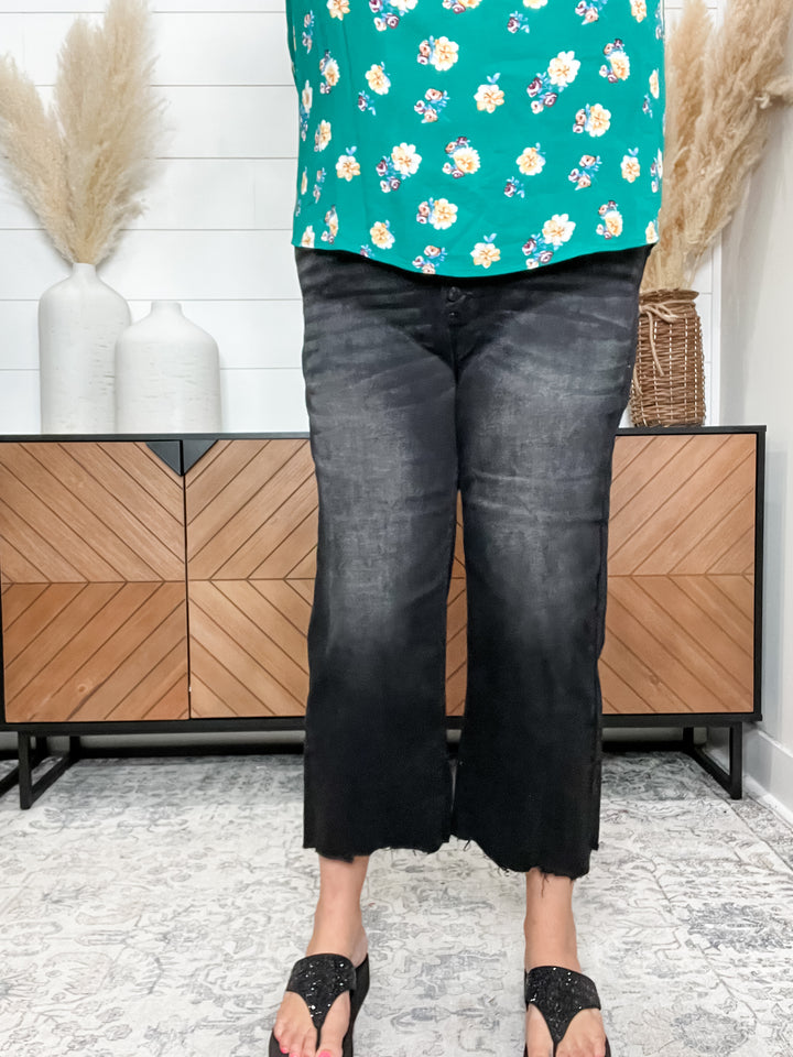 Judy Blue "Perfect Storm" Black Wide Leg Crop Jean