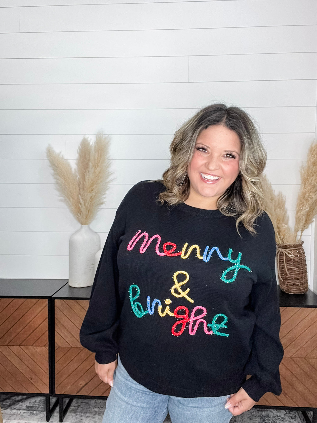 "Merry & Bright" Long Sleeve Sweater