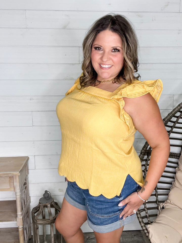 "Siesta" Ruffle Cap Sleeve (Yellow)