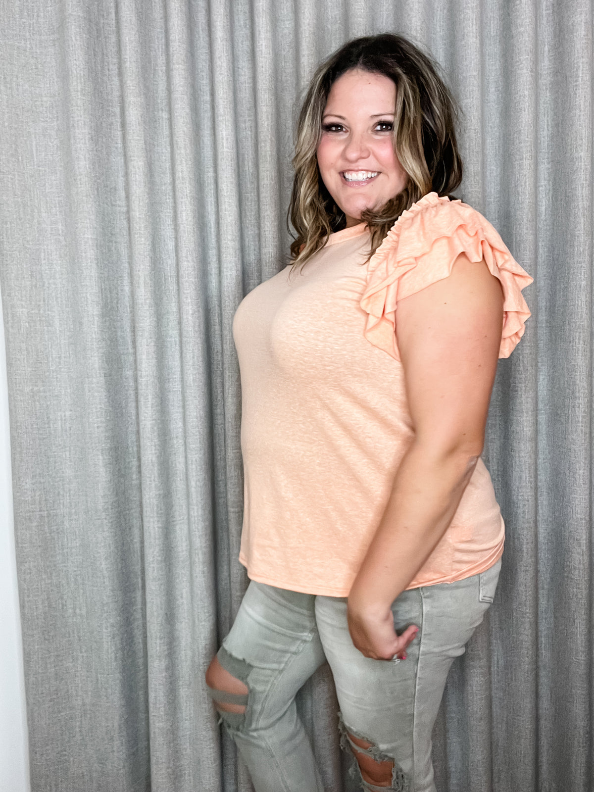Dreamcicle ruffle cap sleeve tee