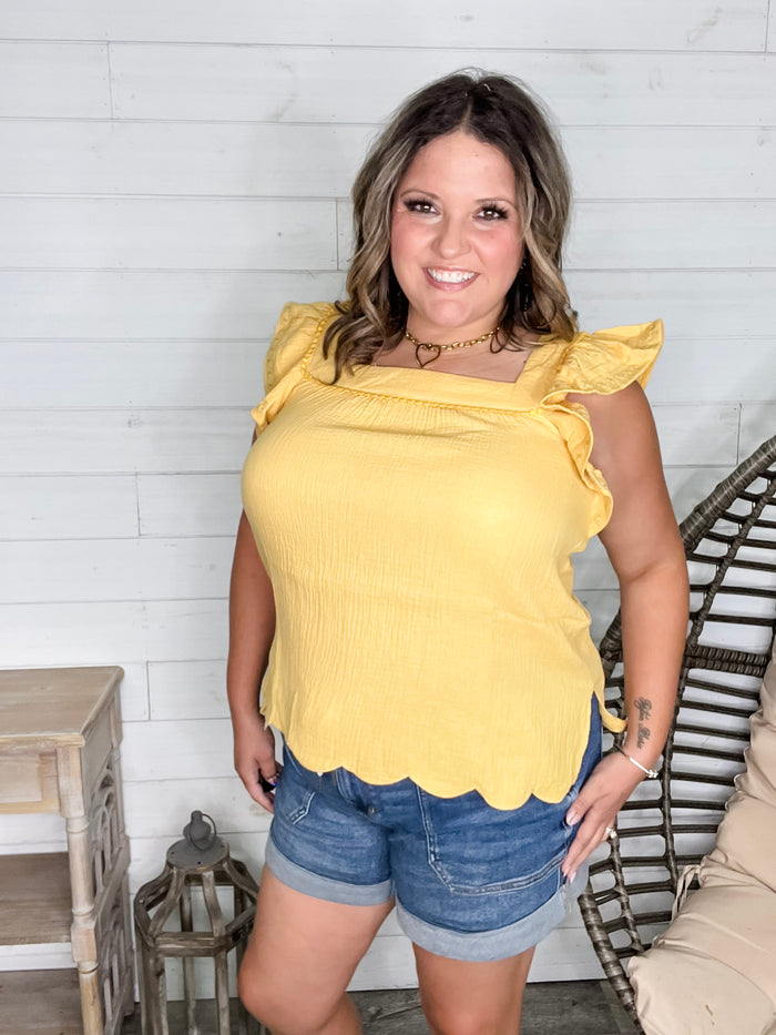 "Siesta" Ruffle Cap Sleeve (Yellow)