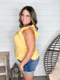 "Siesta" Ruffle Cap Sleeve (Yellow)