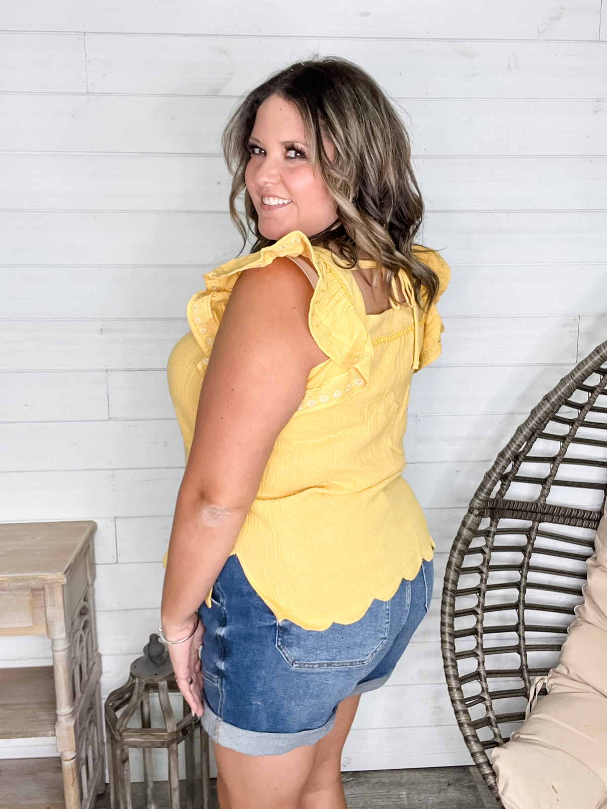 "Siesta" Ruffle Cap Sleeve (Yellow)