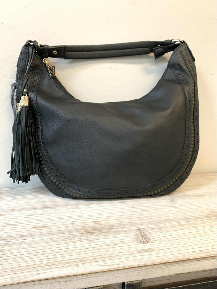 Jessica Tassle Accent Purse Soft Vegan Leather (Black)