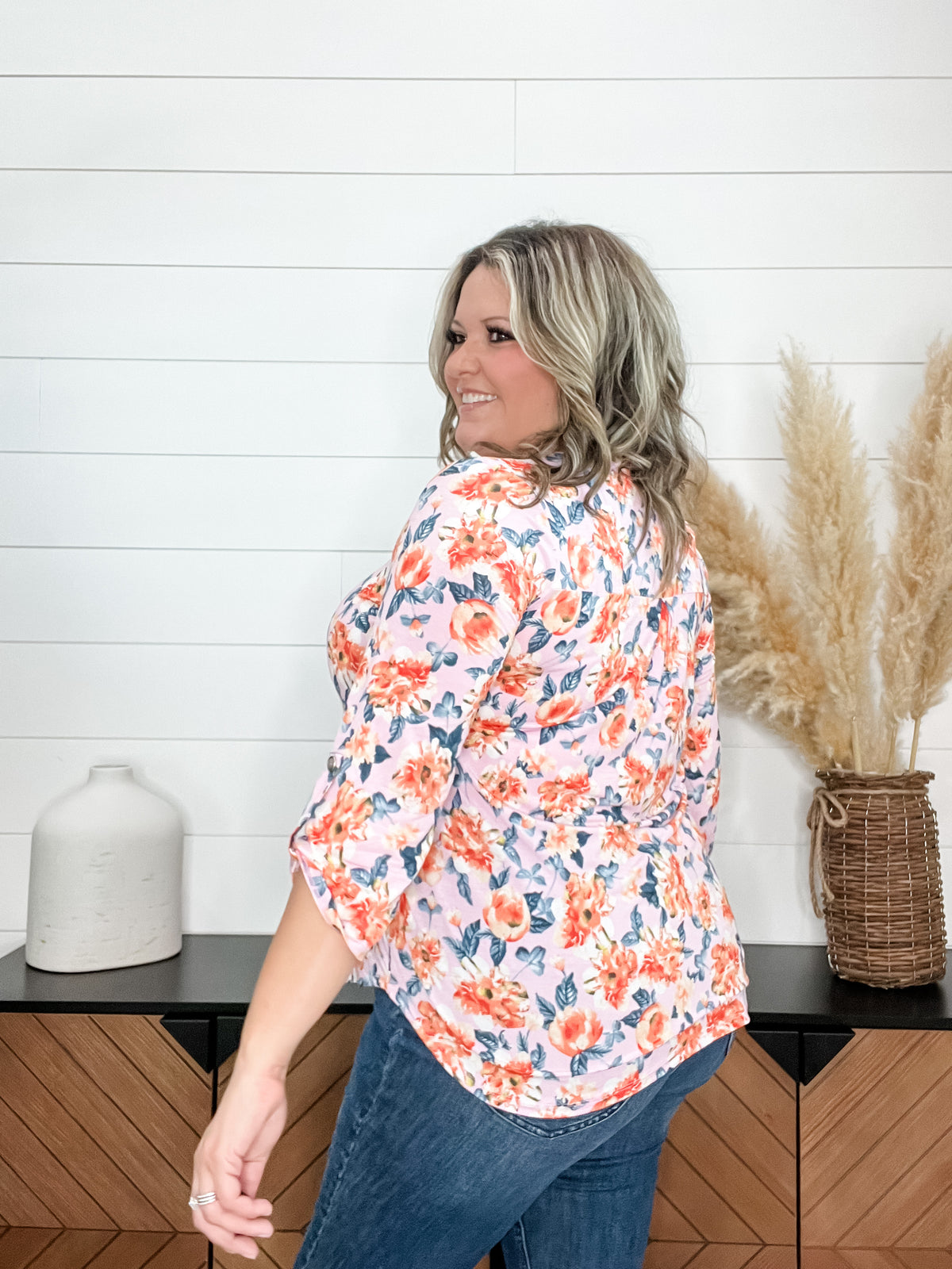 "Good & Plenty" Dear Scarlett 3/4 Sleeve Split Neck