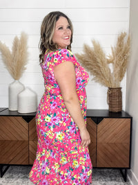 Floral Short Sleeve Tiered Dress