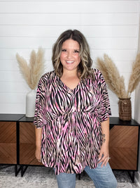 Dear Scarlett "Unbothered" Animal Print V Neck 3/4 Bell Sleeve