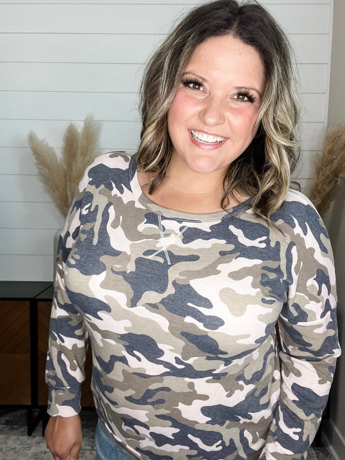Dear Scarlett "Sinking Ship" Camo Long Sleeve Weekender Style