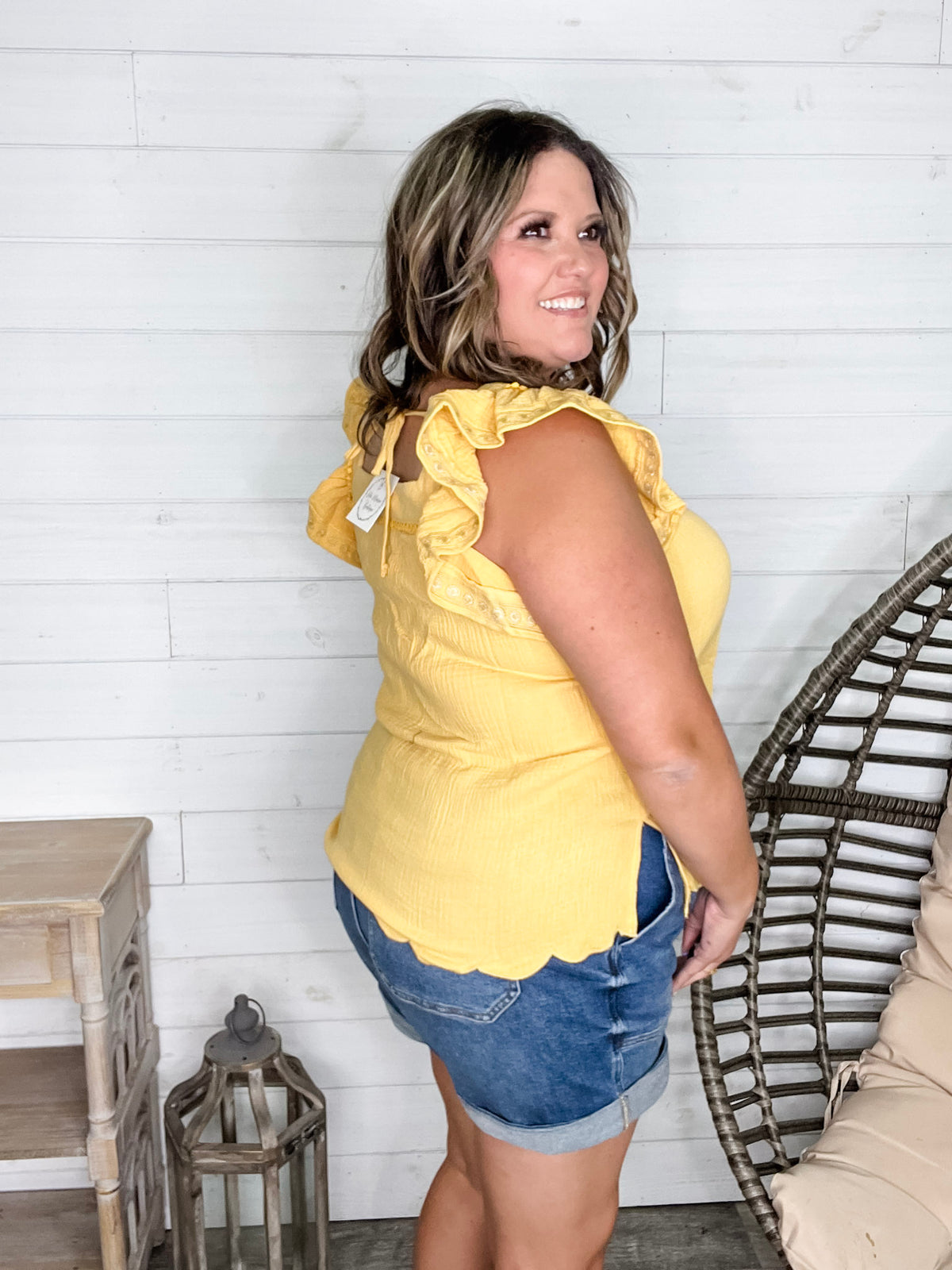 "Siesta" Ruffle Cap Sleeve (Yellow)