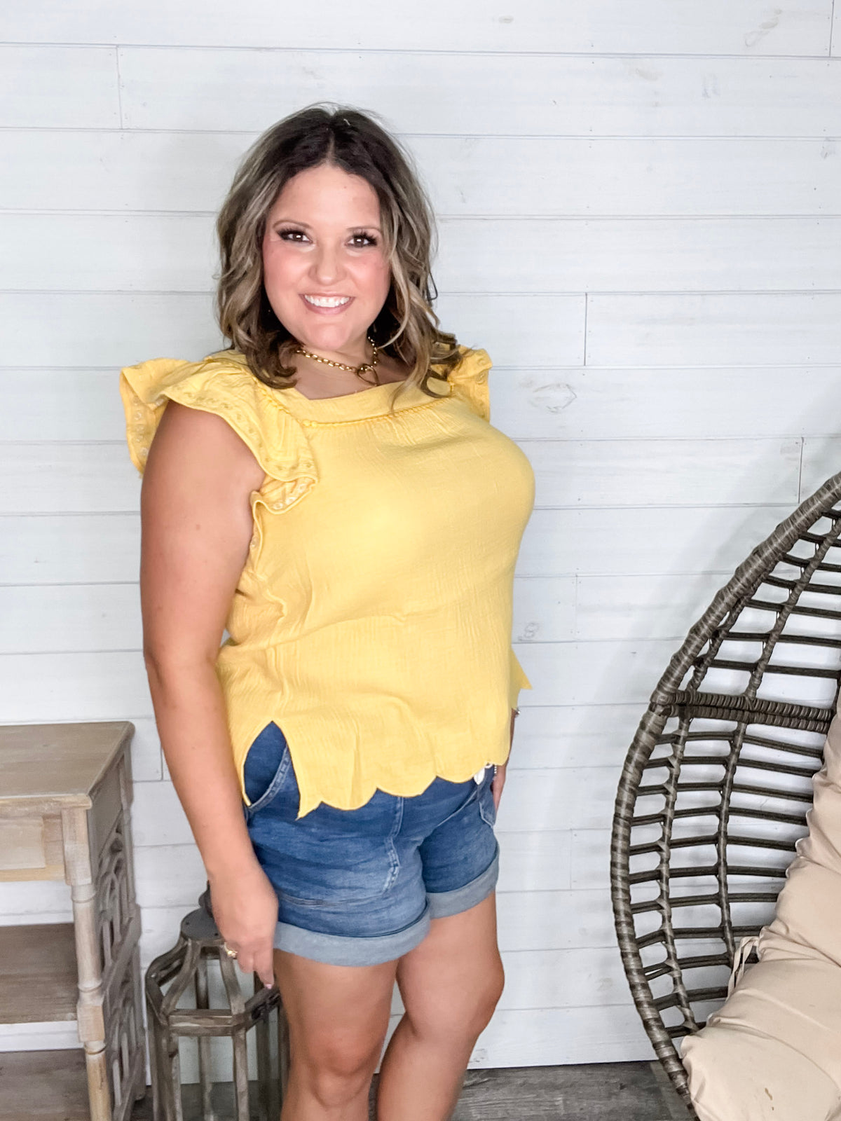 "Siesta" Ruffle Cap Sleeve (Yellow)