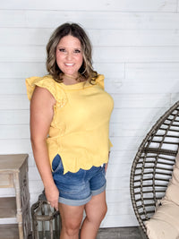 "Siesta" Ruffle Cap Sleeve (Yellow)