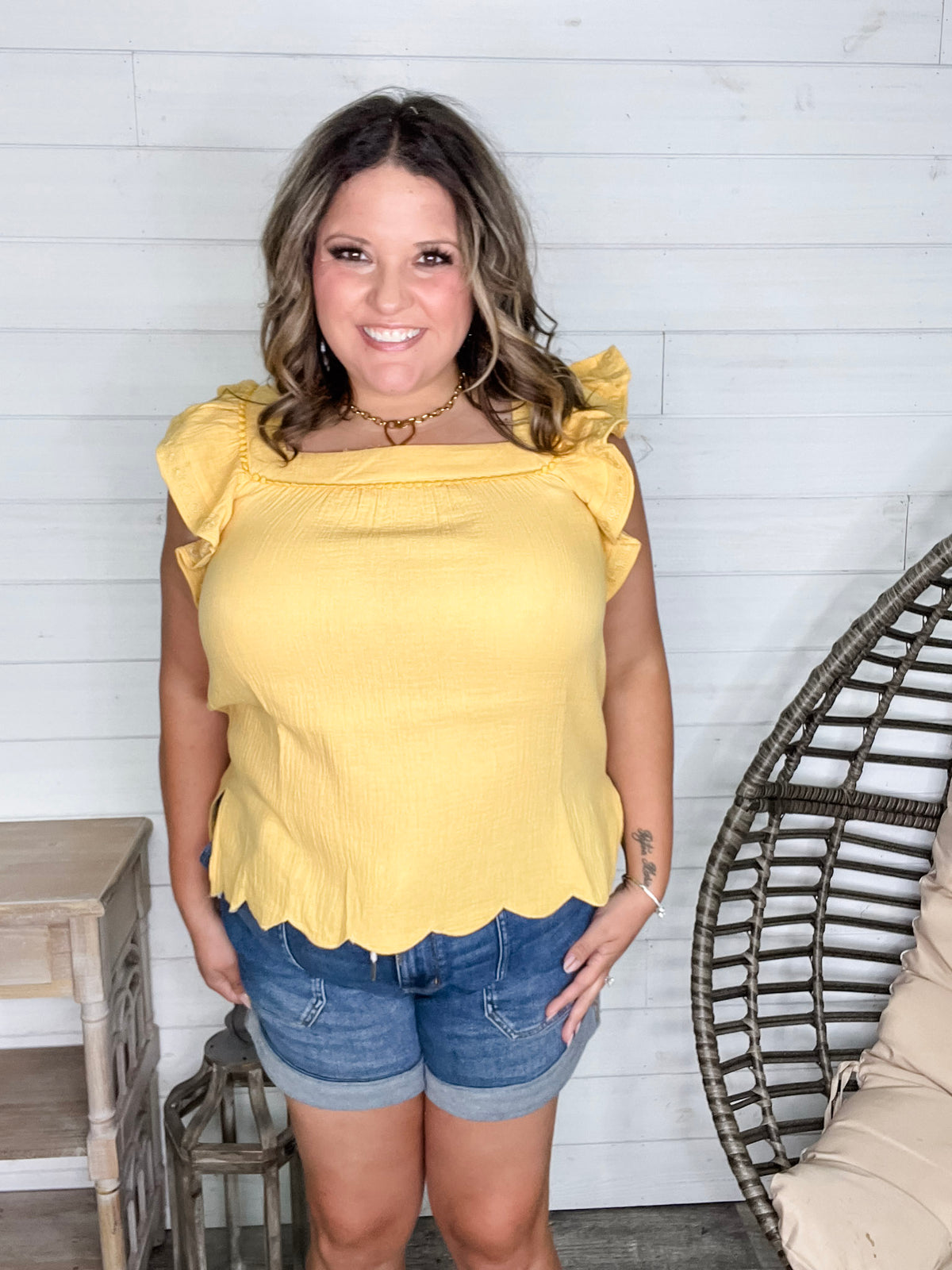 "Siesta" Ruffle Cap Sleeve (Yellow)