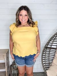 "Siesta" Ruffle Cap Sleeve (Yellow)