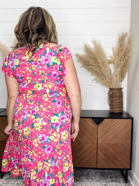 Floral Short Sleeve Tiered Dress