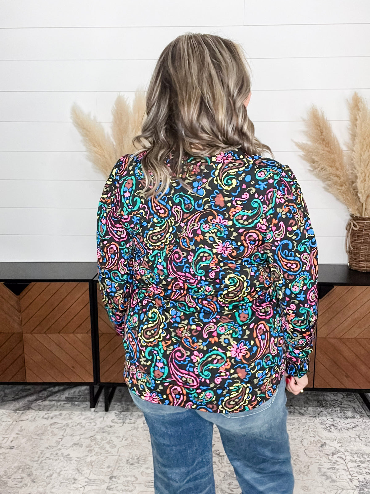 Dear Scarlett "Tungsten" Lizzy Smocked Wrist Long Sleeve Split Neck