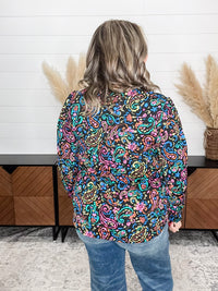 Dear Scarlett "Tungsten" Lizzy Smocked Wrist Long Sleeve Split Neck