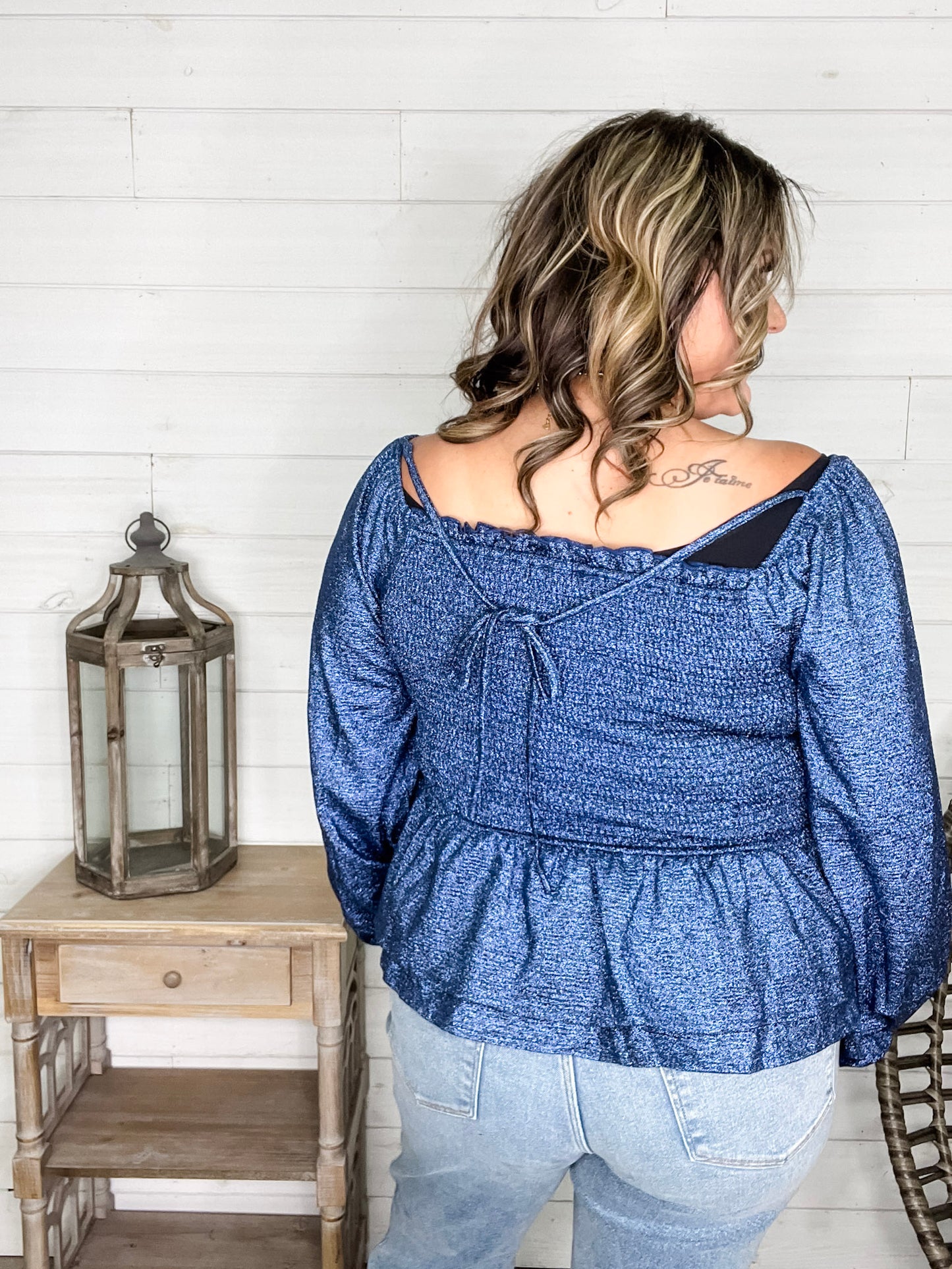 "Swiftly" Sparkle Peplum Top