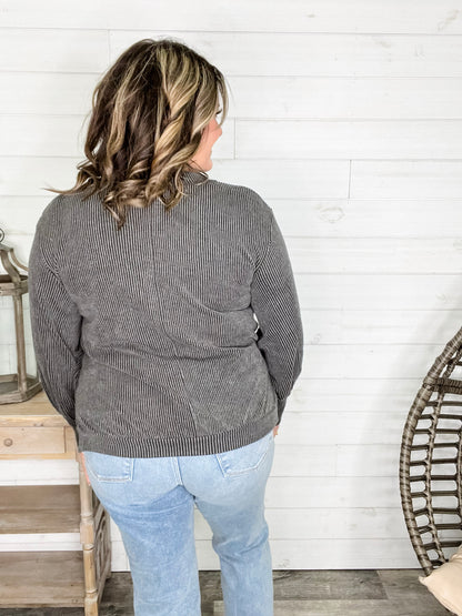 "If You Say So" V Neck Long Sleeve Ribbed Weekender