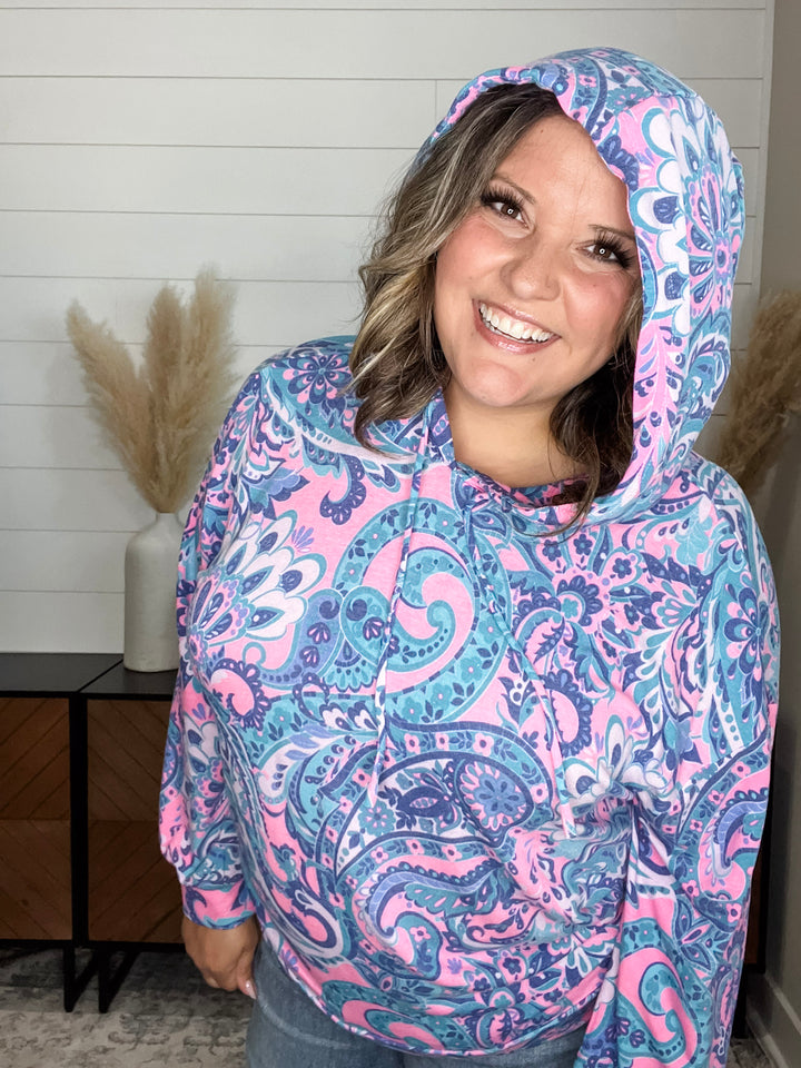 "Signal" Paisley Balloon Sleeve Hoodie