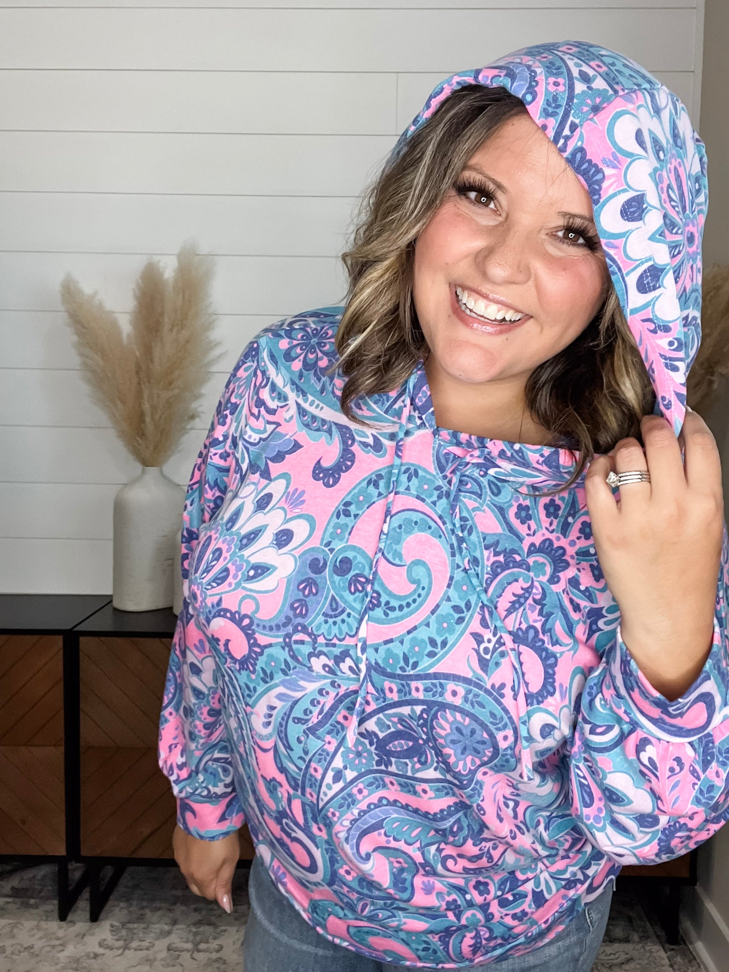 "Signal" Paisley Balloon Sleeve Hoodie
